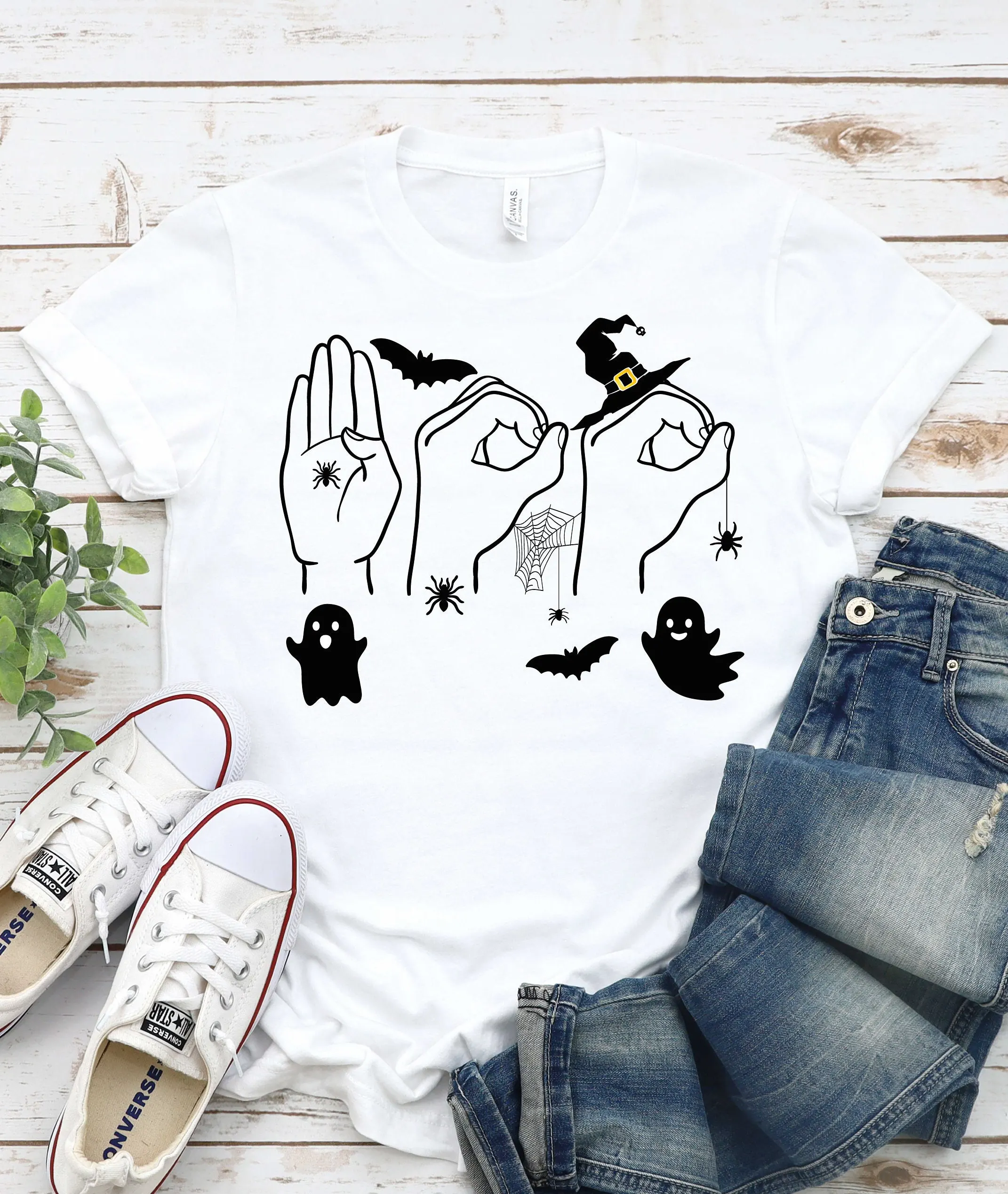 Halloween Asl T Shirt Hand Sign Language Funny Teacher Special Education Deaf Pride