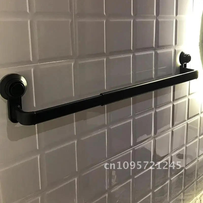 Punch Alloy Suction Cup Towel Rack, Bathroom Towel Hanger, Kitchen 52-82cm Aluminum Shelf, Paint Adjustable Storage Free Shelf,