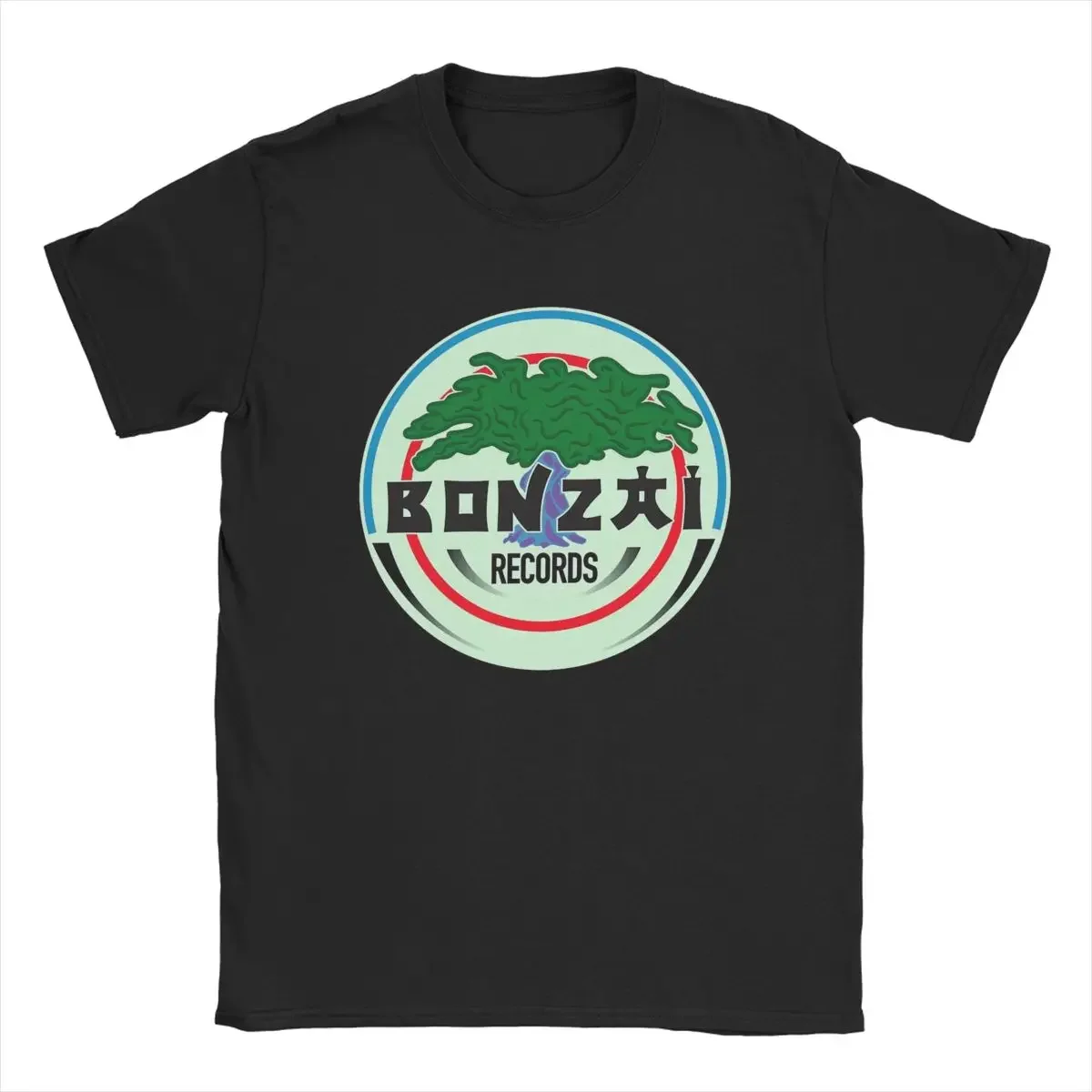 Bonzai Records T Shirt for Men Pure Cotton Cool T-Shirts O Neck Tee Shirt Short Sleeve Clothes Gift Idea