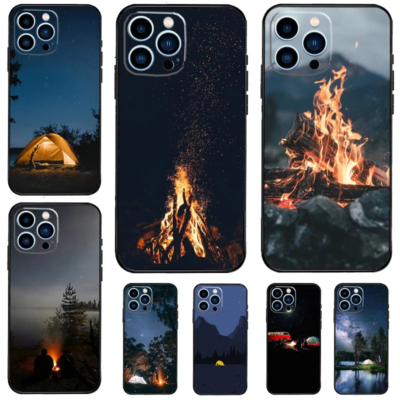 Night Camping Fire Case For Samsung Galaxy S26 Ultra S25 S24 S22 S21 S23 Ultra Plus S10 S20 S25 FE Cover Funda