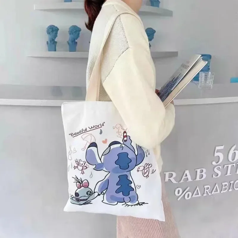 MINISO Diseny Stitch Bag Crossbody Bag STITCH Cartoon Peripheral Cute Canvas Shoulder Lilo and Baby Same Shopping Girls\' Bag