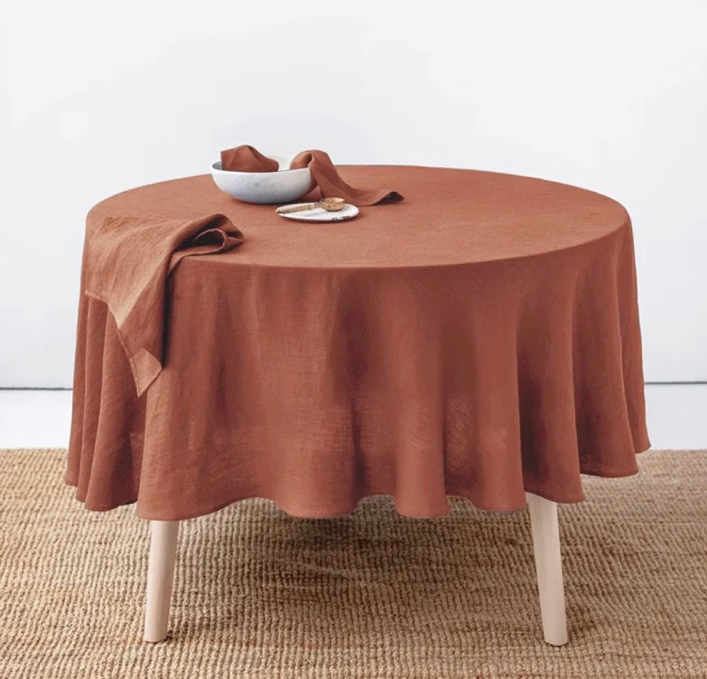 

Home 100% Pure Linen Tablecloth Wedding Dining Decoration Round Table Cover for Kitchen Farmhouse Outdoor Picnic Camping Party