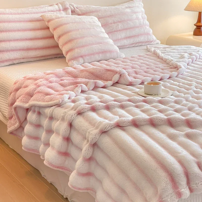 

New Pull-out Blanket Multifunctional High Weight Farai Milk Coral Velvet Cover Thick Warm Blanket in Autumn and Winter