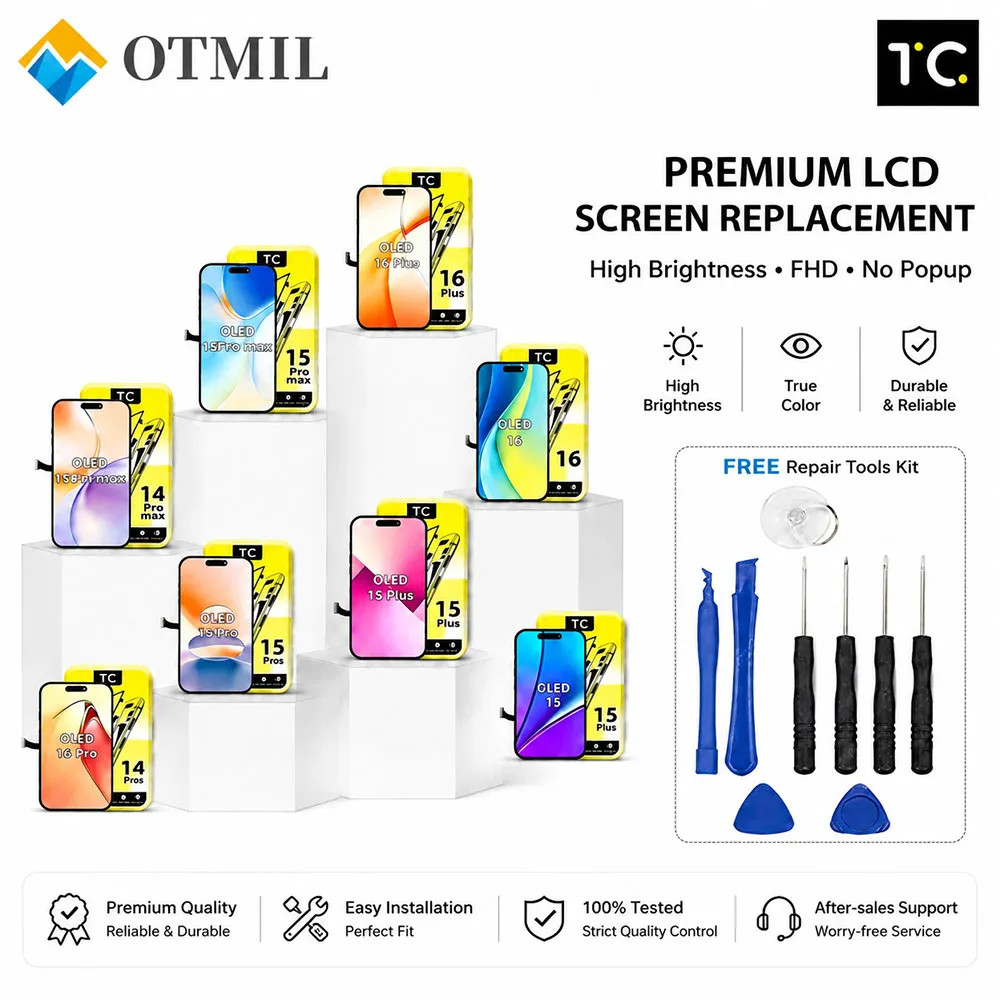New TC Screen FHD Display Incell OLED For iPhone 13 14 15 16 17 Pro max 15 16 Plus 16E LCD Solves Non-genuine Screen Pop-up