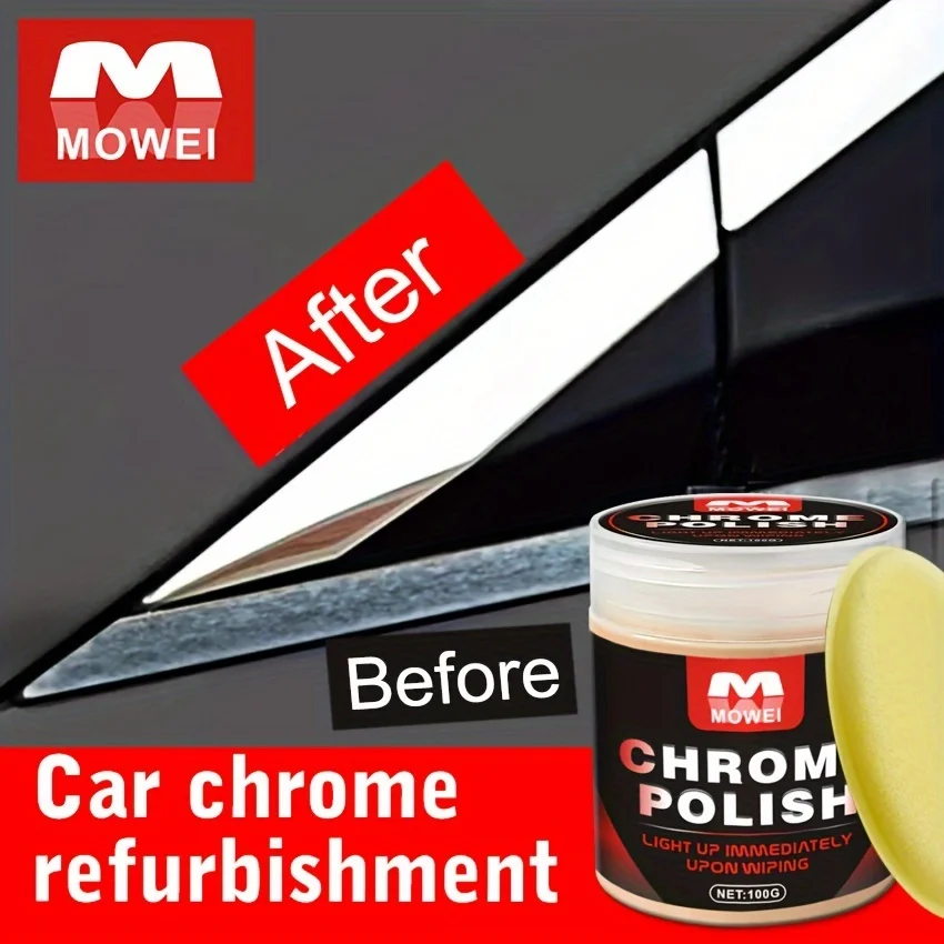 Automotive Chrome Bright Multi-Color Paste - Quick Glossy and Rust Remover on the Door Handle and Window Trim