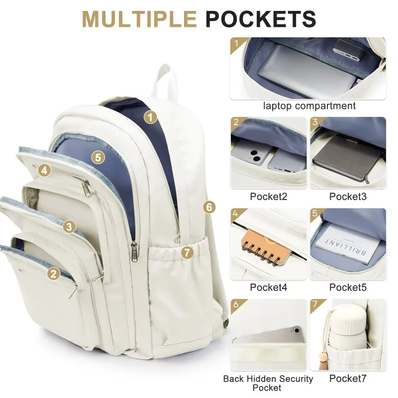 

New Female Fashion Men High Capacity Waterproof College Backpack Trendy Women Laptop School Bags Cute Girl Travel Book Bag Cool