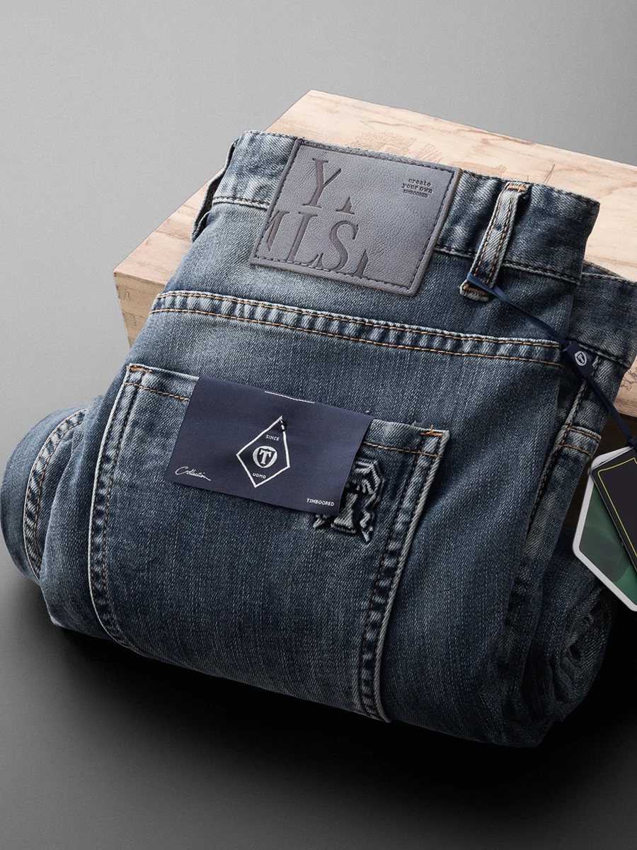 

Летние новые легкие джинсы из шелковистого денима для мужчин, прямые, длинные, мягкие, дышащие, универсальные, в американском ретро-стиле, синие.