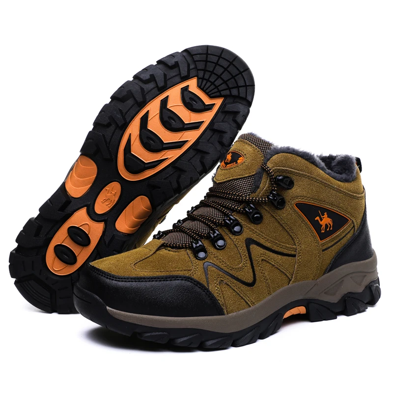 Super Warm WinterWith Fur Waterproof Outdoor Shoes Man Sneakers Antiskid Trekking Shoes Waterproof Unisex  Hiking Boots