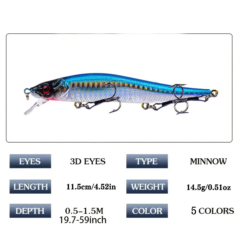 Señuelo minnow artificial – Crankbait duro para pesca de lucio - imagen 3