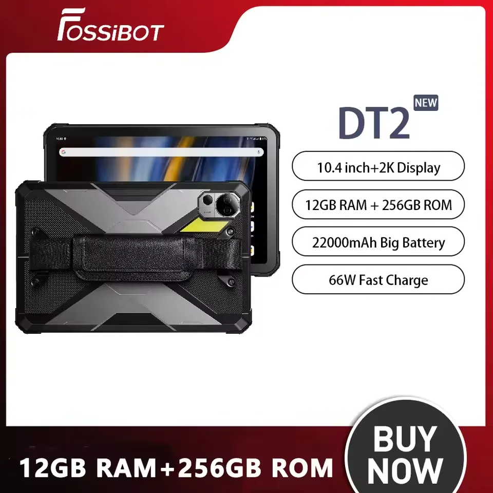 FOSSiBOT DT2 10.4 Inch Industrial Rugged Tablet 20GB+256GB 22000mAh Battery 66W Fast Charging Android 13 Outdoor Waterproof Pad