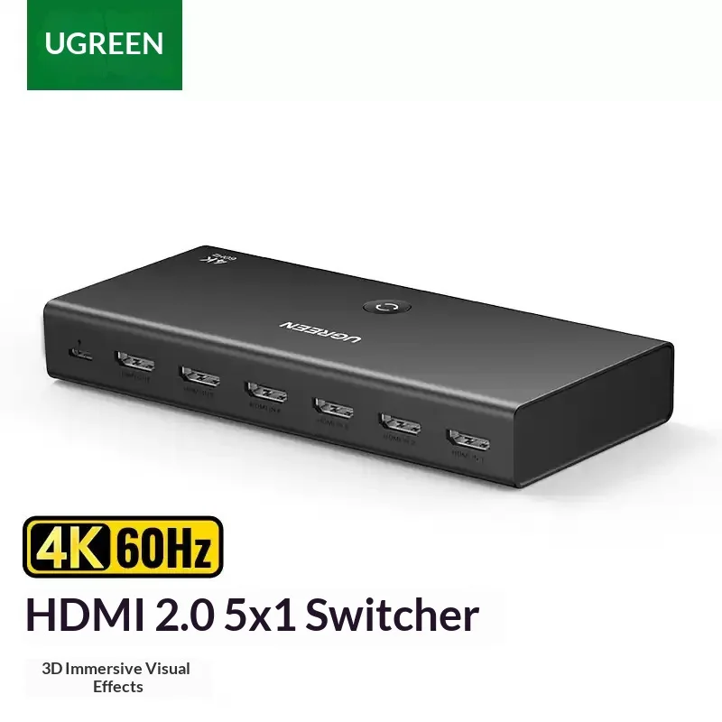 UGREEN CM600 90802 5 In 1 Out HDMI Switch 4K 60Hz with Remote Control for TV Monitor Projector
