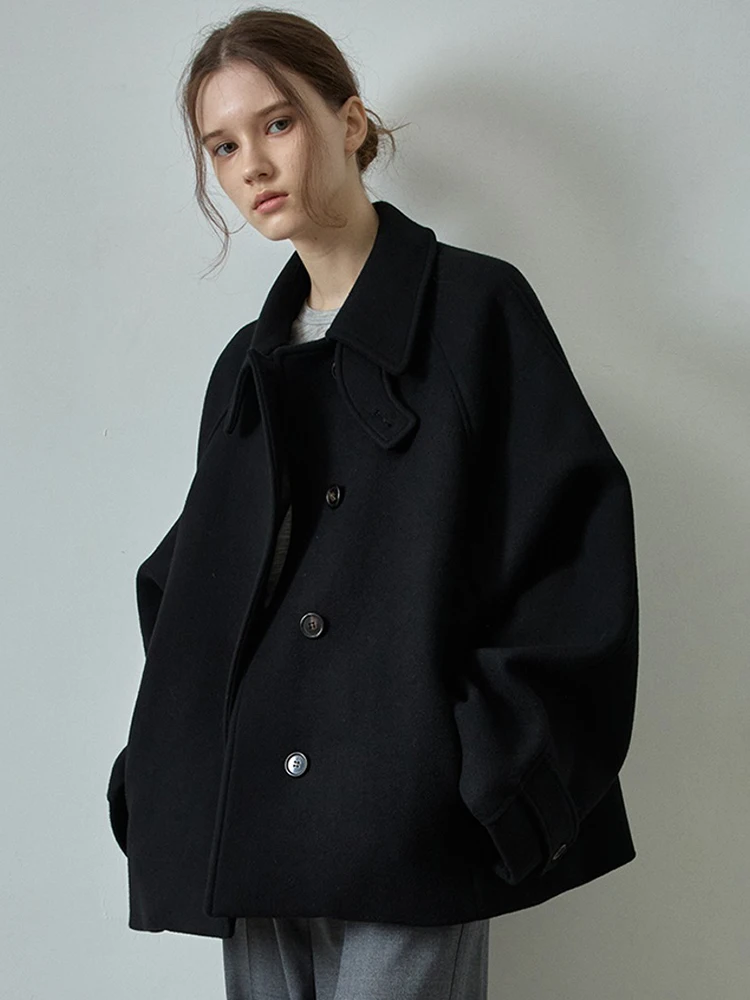 ort Cappotto di lana Donna Autunno Inverno Vecchio denaro Sle Versione coreana Abito taglio dritto Jaet Colore puro Faion coreano