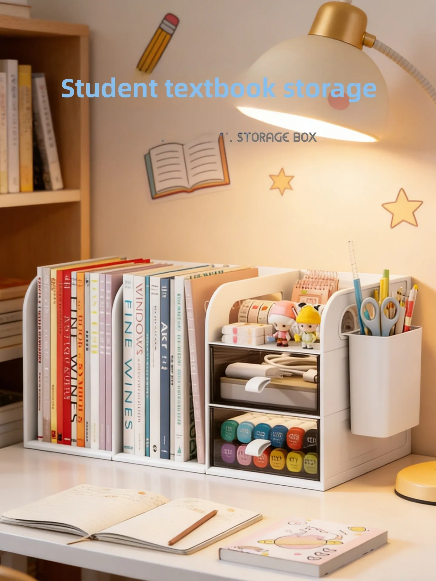

Настольный органайзер для студентов: многофункциональная подставка для книг и ручек со встроенным выдвижным ящиком, стеллаж для сортировки книг, настольная полка для хранения