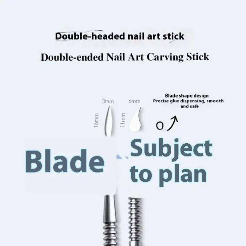 Tige d'agitation de Gel pour ongles en acier inoxydable à Double tête, bâton de dessin de détail, Palette cosmétique, spatule, outil de mélange, Nail Art