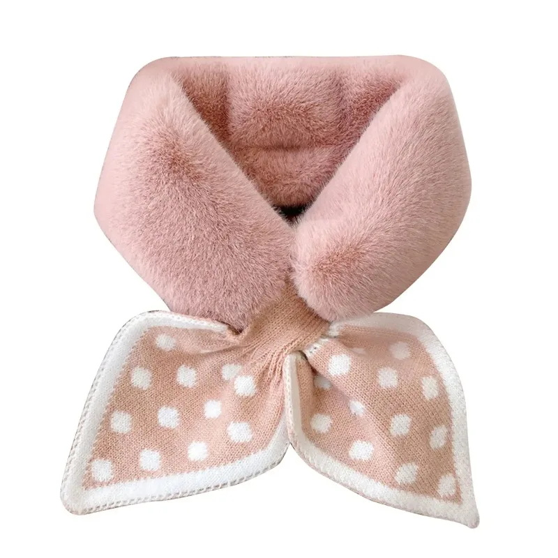 Knitted Faux Rabbit Fur Shawl Cross Scarf Collar Winter Collars and Scarves Neck Cover Women Luxury Neck Warmer Scarf Collar