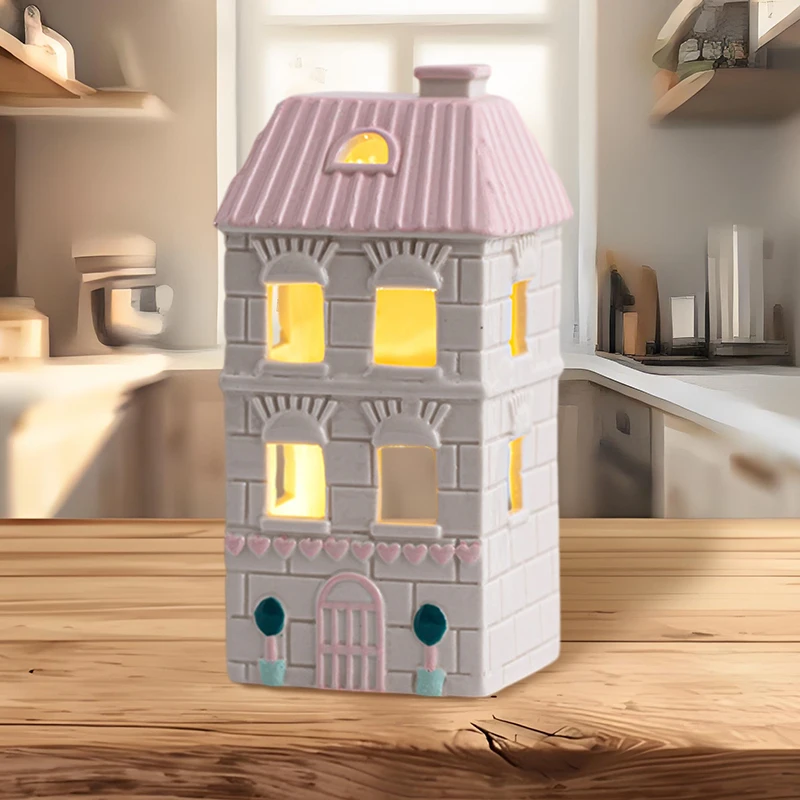 White Ceramic LED Light Up Village Houses – Charming Winter Village Decor with Warm Glow for Holiday Displays