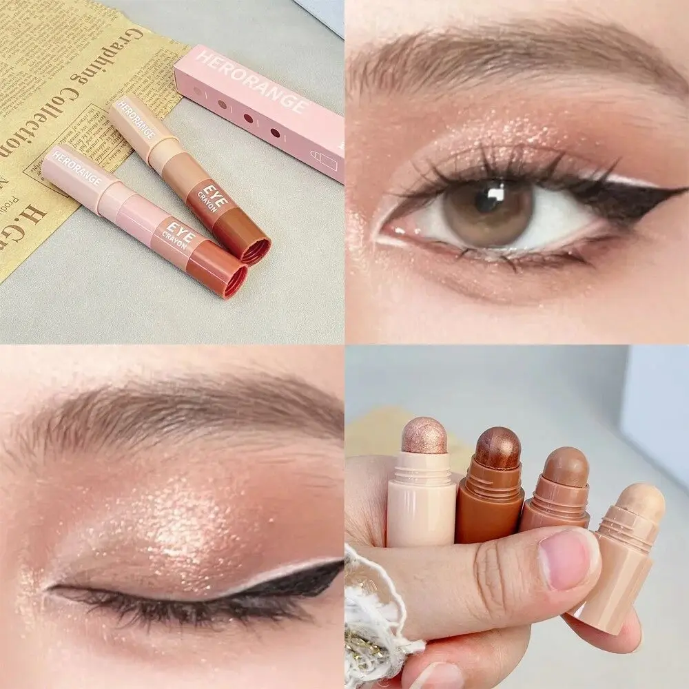 Matita per ombretto 4 in 1 Glitter perlescenti Baco da seta Liner Evidenziatore Penna Occhi Trucco Cosmetici Ombretto opaco duraturo Stick