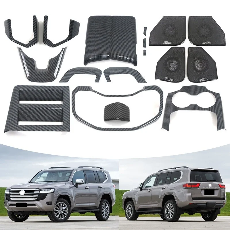 

For Toyota Land Cruiser 300 LC300 J300 2023+ Car ABS Carbon Interior Steering Wheel Gear Window Control Panel Air Vent Interior