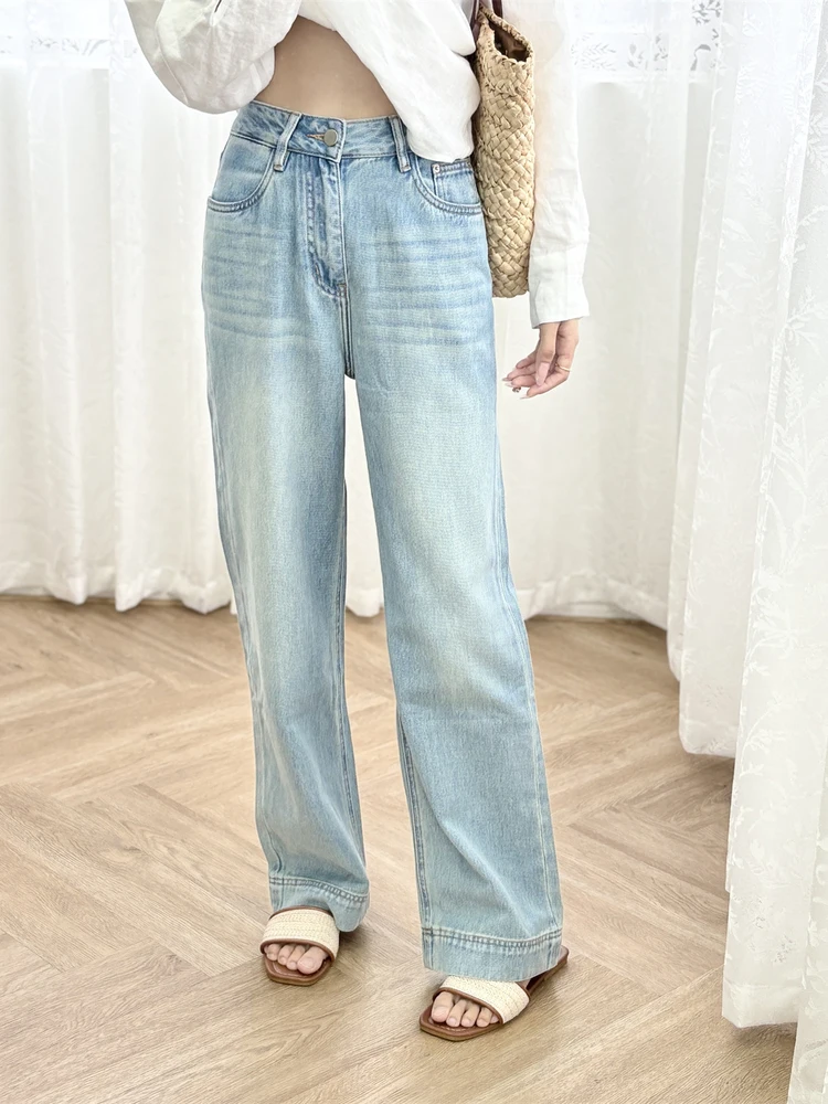 

Summer Versatility | 3-color retro and trendy blue straight-leg slimming jeans and linen blend breathable casual pants