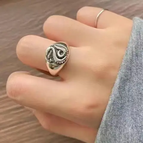 Draco Malfoy Family Emblem Snake Court Ring Pure Blood Oval Retro Smooth Snake Ring