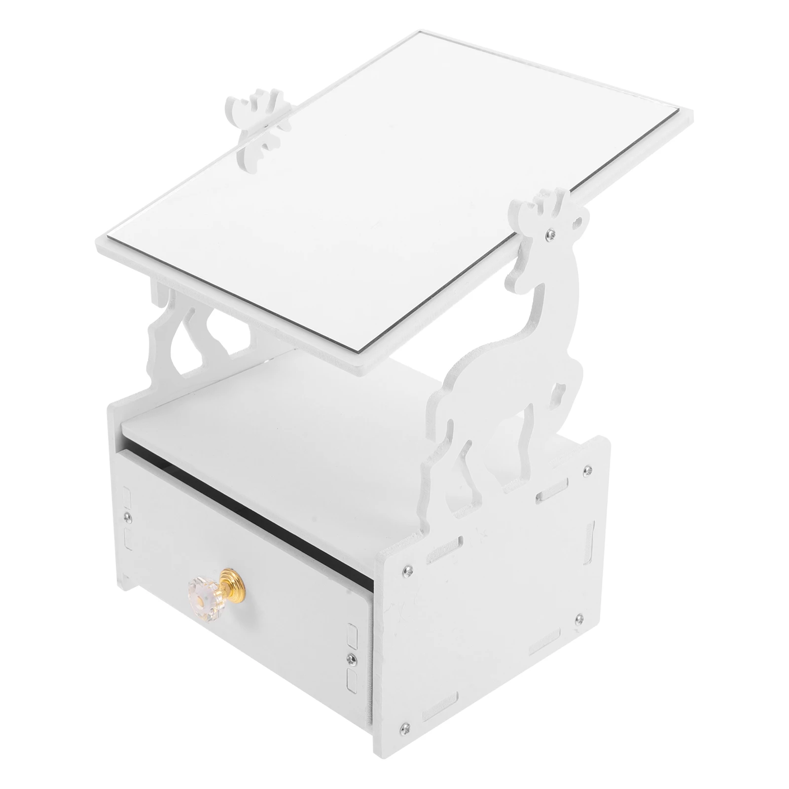 

Mirror Storage Box White Glass Bedroom Accessories Nightstand Organizer for Drawer Makeup Vanity Table Top Portable