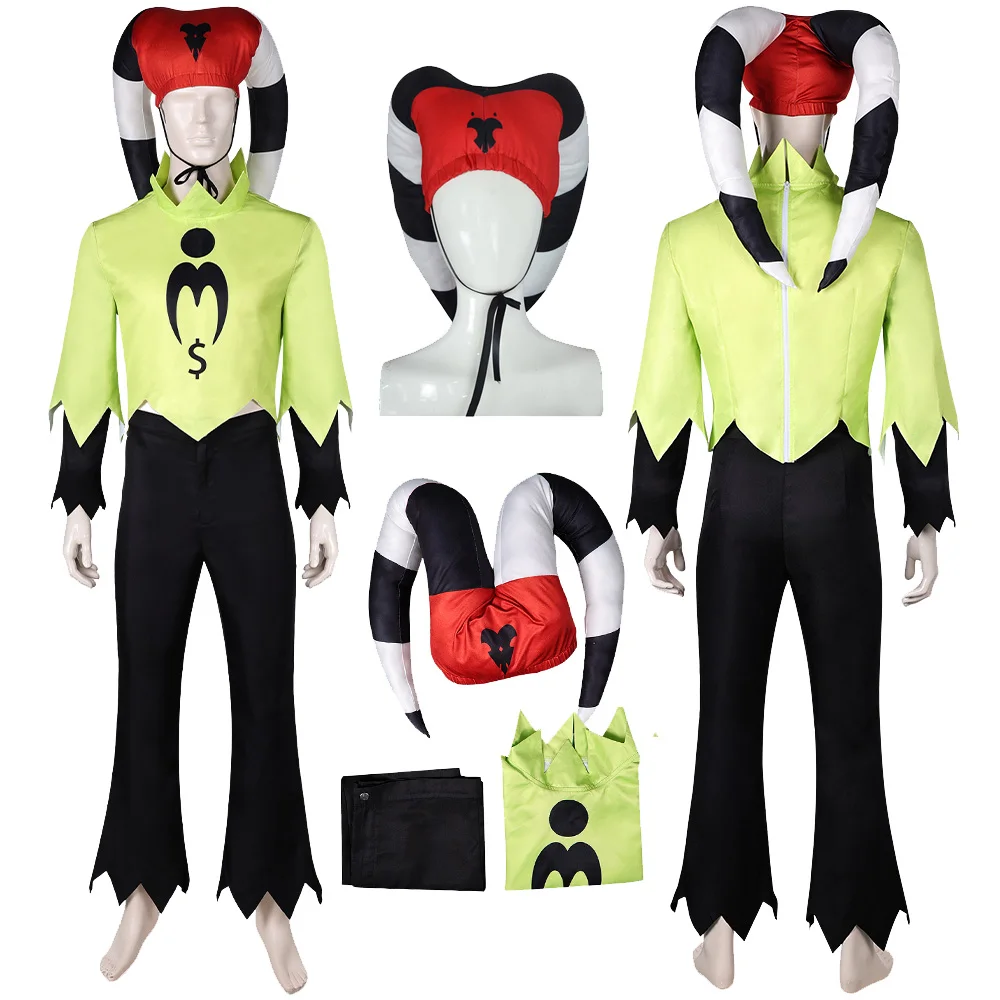 Male Fizzarolli Cosplay Costume Blitzo Hat Jacket Pants Anime Helluva Roleplay Men Outfits Halloween Carnival Party Suit