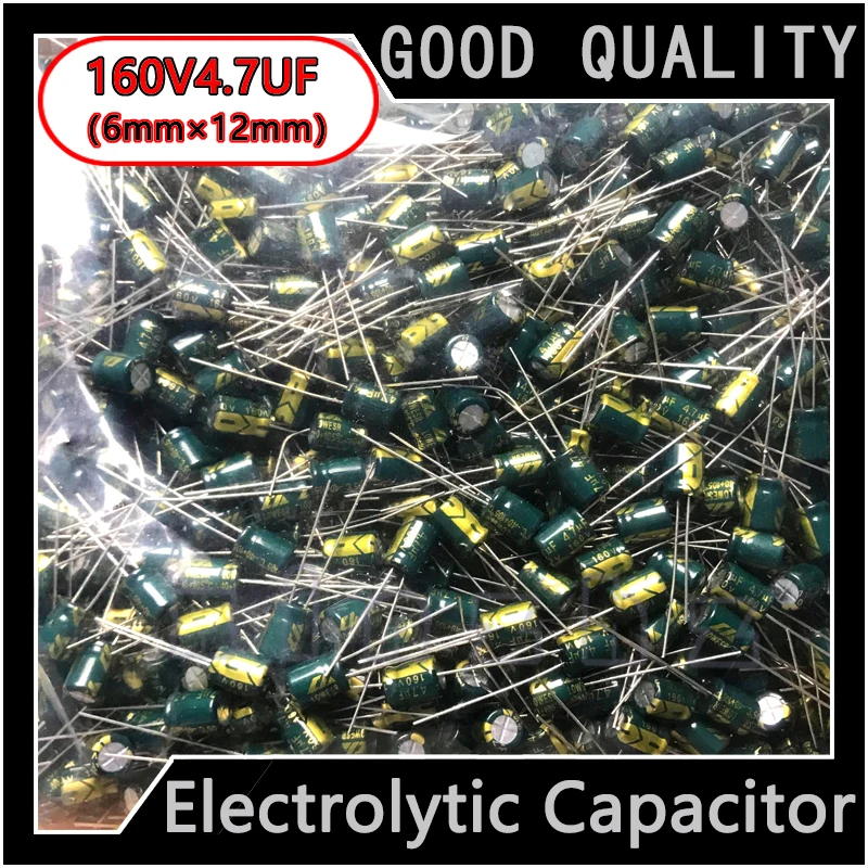 1000pcs Electrolytic Capacitor 160V 4.7UF New Original High Frequency Durable Capacitor Specification 6X12MM