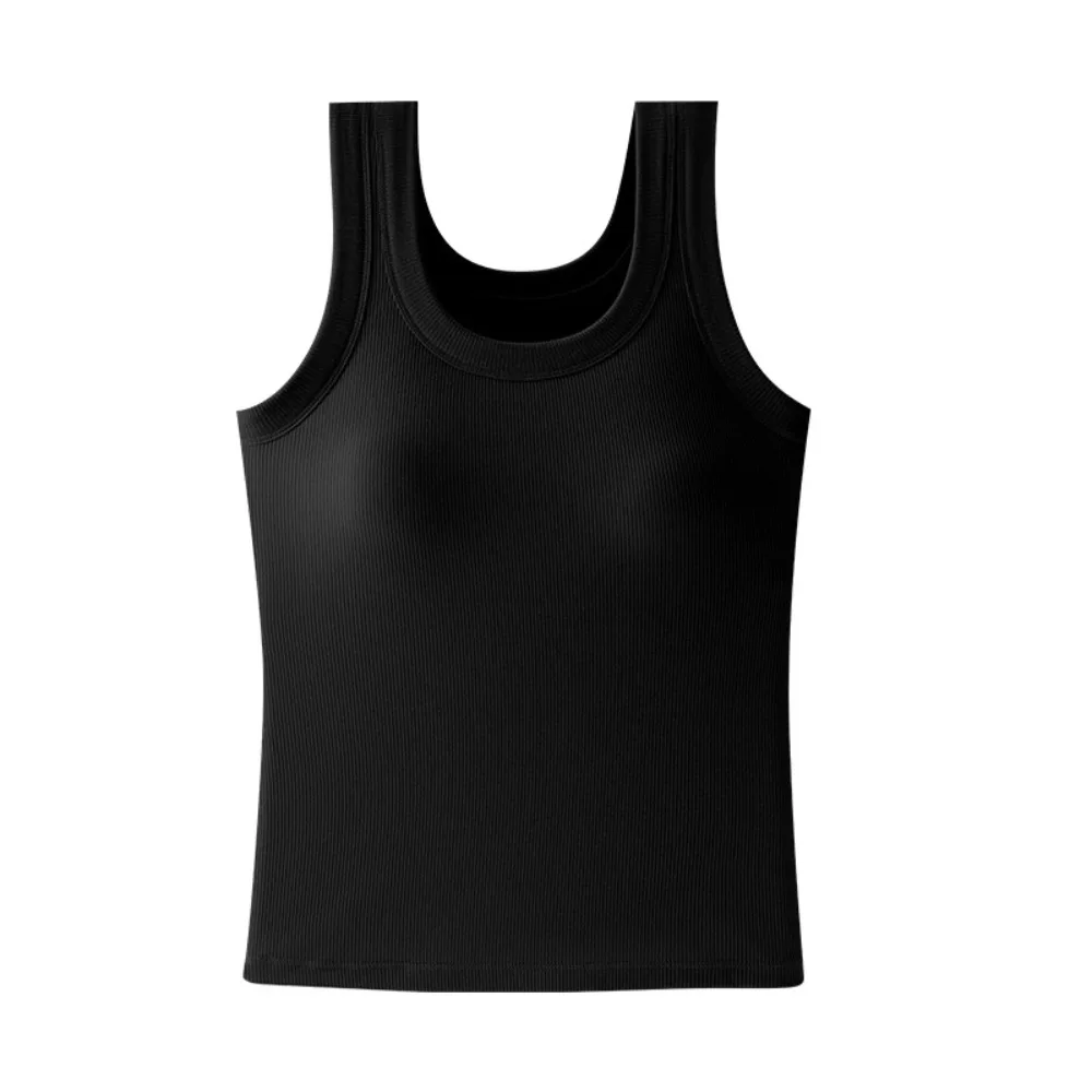 

With Chest Cushion Large Camisole Women Solid Color Large Size Crop Tops Tanks Slim Fit Girls Elastic Corset Daily