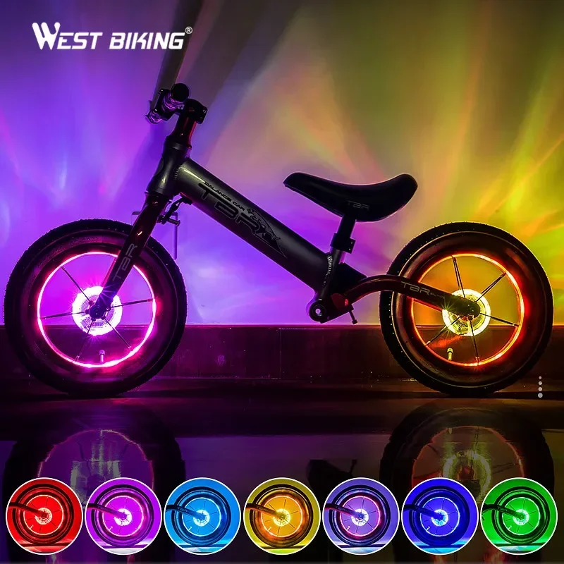 Smart LED Bicycle Wheel Light Bike Front Tail Hub Spoke One Lamp With 7 Color 18 Modes Rechargeable Kids Balance Bike Light