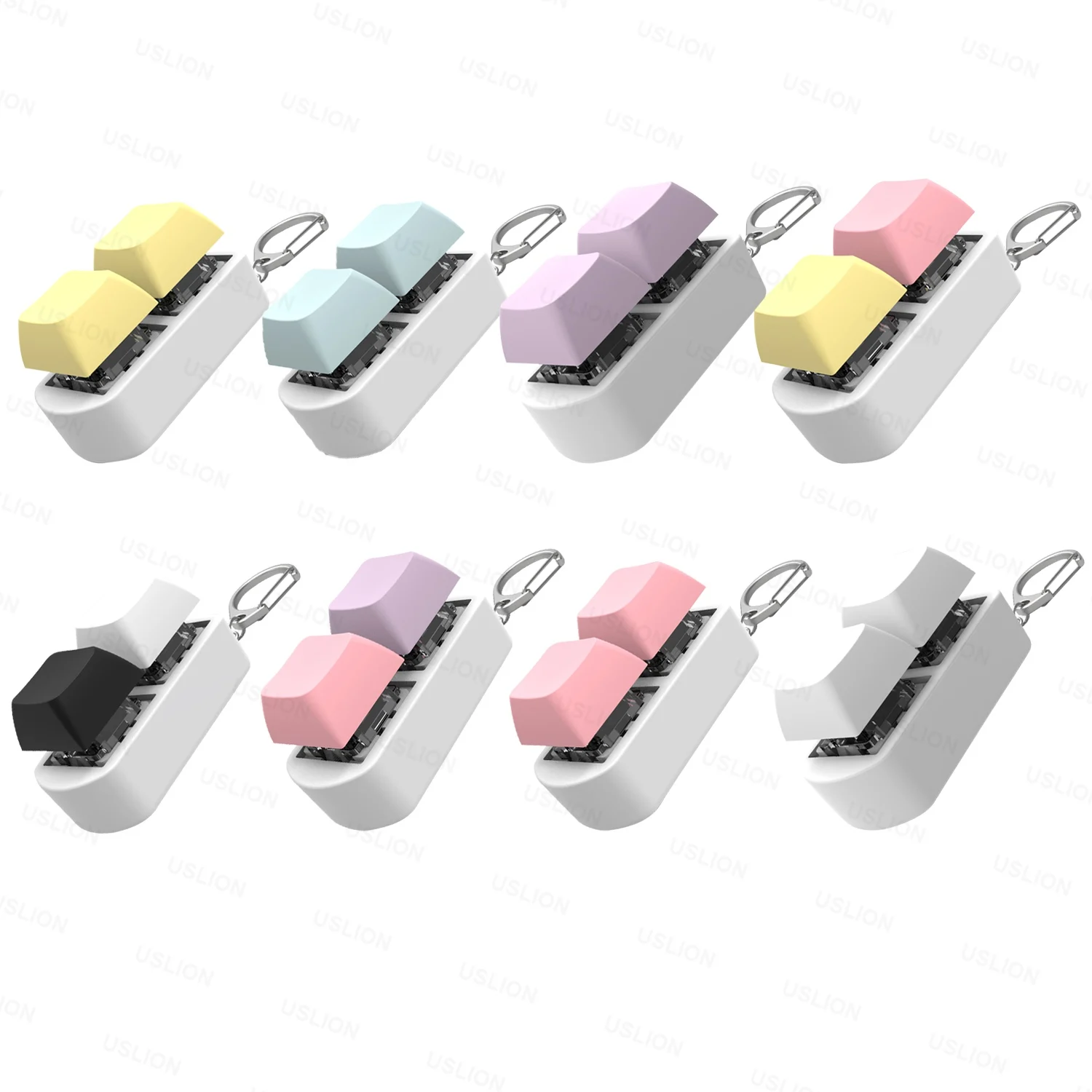 Mini 2 Key Keyboard Caps Toy,Press Stress Relief Fidget Key Caps,Fidget Keychain,Keyboard Keychain Toys,Finger Keyboard Key Toy