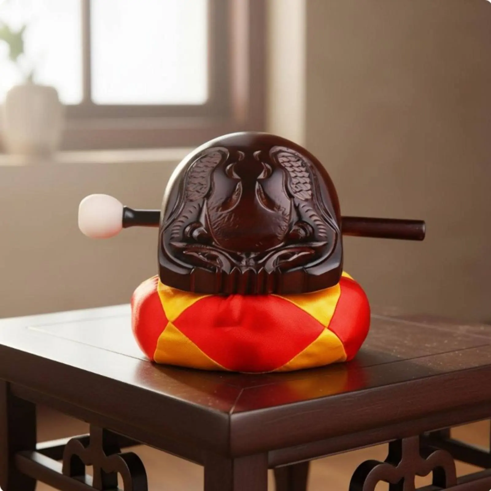 Rosewood Wood Temple Block Sonorous Sound Wooden Aquatic Creature Drum Carved Wood Aquatic Creature Sleek Finish Religious Item