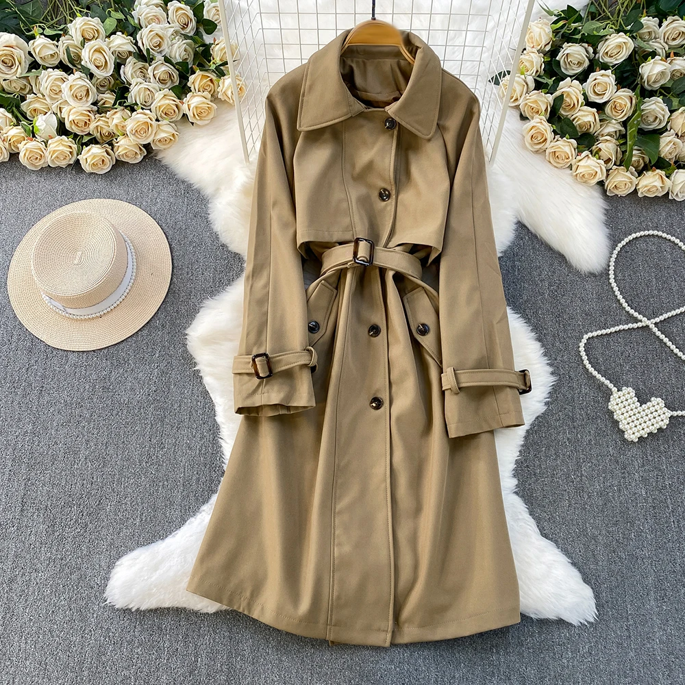 TWOTWINSTYLE النمط البريطاني الصلبة واحدة الصدر جاكيتات للنساء التلبيب كم طويل الخريف معطف غير رسمي أنثى موضة KJA549852 #2