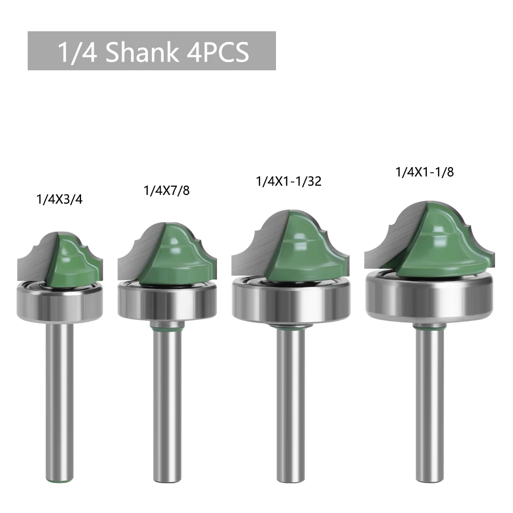 LAVIE-Double Roman Ogee Edging Router Bit, rolamento fresa para madeira, linha faca, madeira Hobbing, 6,35 milímetros Shank, 4Pcs Set, MC01181