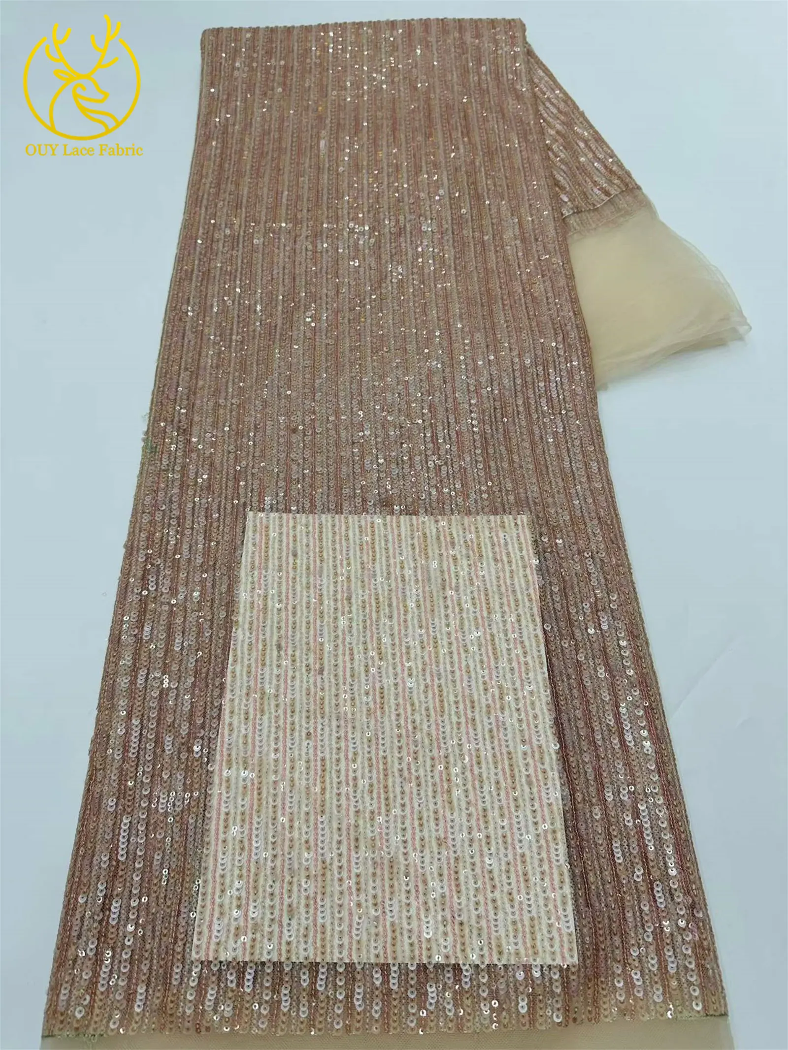 5 Yards afrikanischer Pailletten-Tüll-Spitzenstoff 2026 Hochwertiger französischer Netz-Spitzenstoff für elegante Abendkleider für nigerianische Frauen – Detail 11