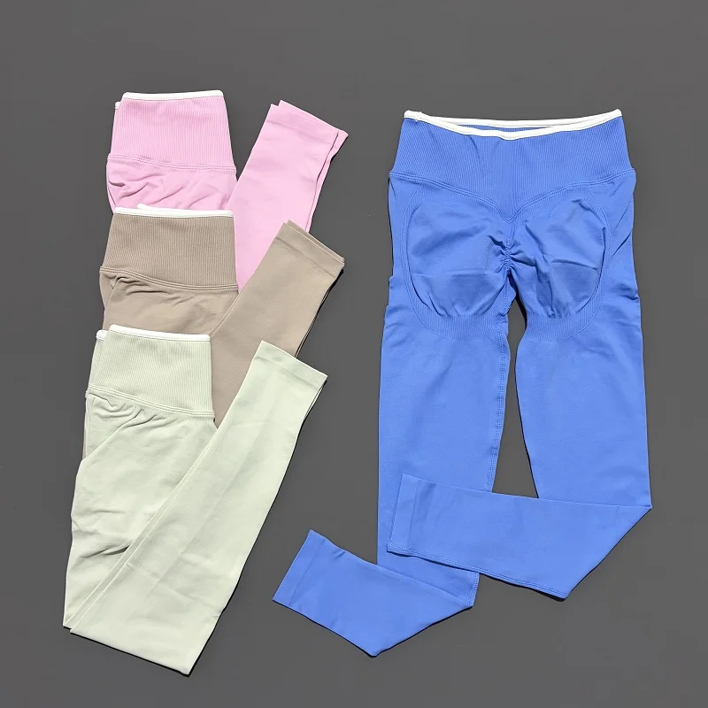 Women's Sports Leggings High Waist Seamless Yoga Leggings Gym Solid Color Pants Push Up Fitness Workout Running Tights