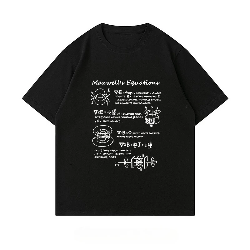 The Latest 2025 Magnetic Formula Pattern Printed Fashionable Casual Short-sleeved Men's and Women's Loose Street Top