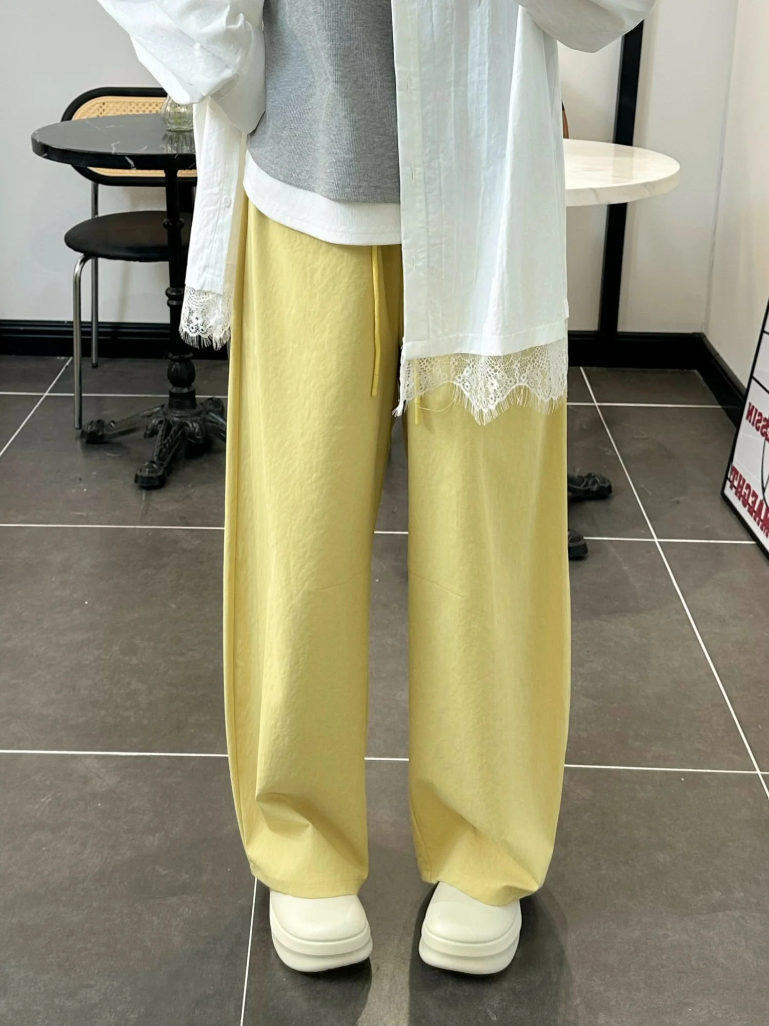 

Модные широкие брюки-палаццо с высокой талией, повседневные, плотные, больших размеров, женские, весна 2026, новый корейский стиль, из полиэстера