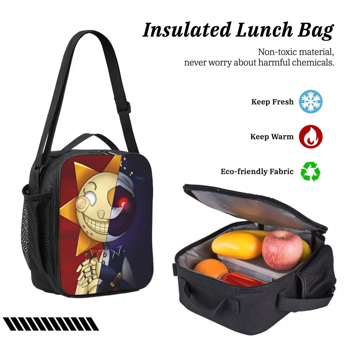 3 قطع/مجموعة حقيبة ظهر لفيلم الشمس والقمر للمراهقين FNAF حقيبة كتف حقيبة غداء مقلمة