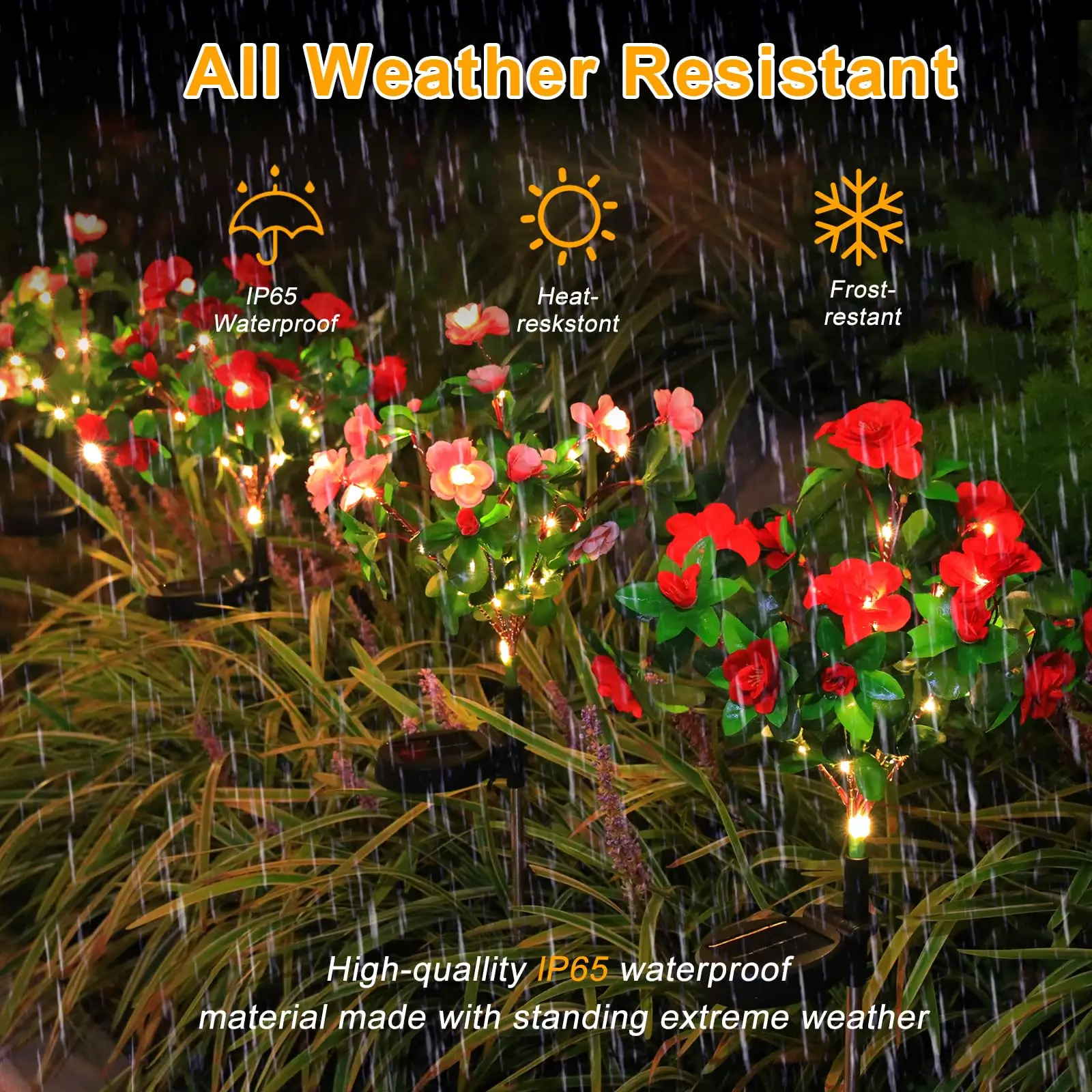 LED Azalea Solar Flowers Lights IP65 Waterproof Outdoor Landscape Light for Lawn Patio Garden Path Decorative Lighting Best Gift