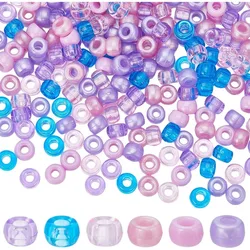 600Pcs Pony Beads Bulk 6x9mm Plastic Pony Bead Opaque Pearl Pony Beads Transparent Blue Purple Pink Pony Craft Bead Kandi Bead