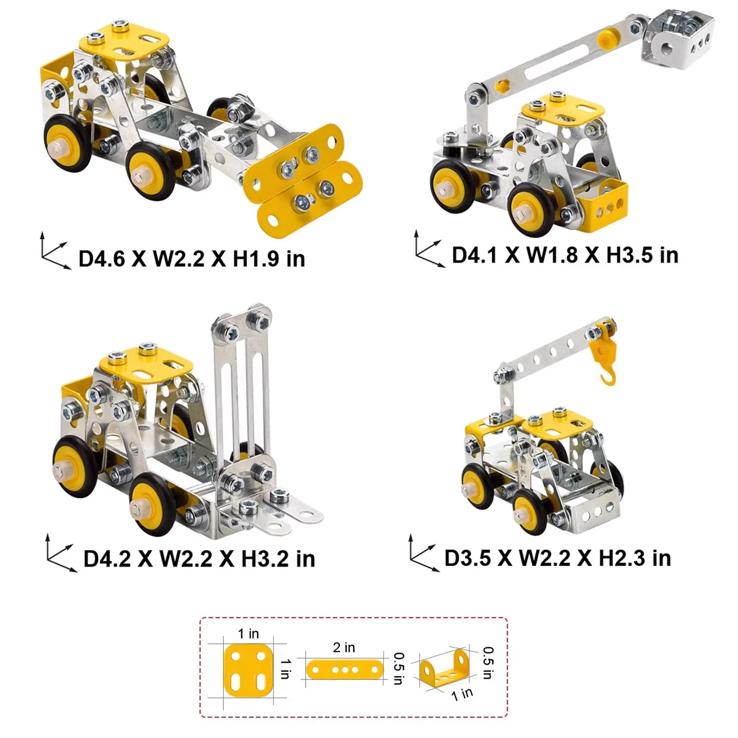 3D Metal Assembly Model Boy Toy Gift Engineering Truck Set Forklift Crane Bulldozer Block Screws And Nuts DIY Children's Toys