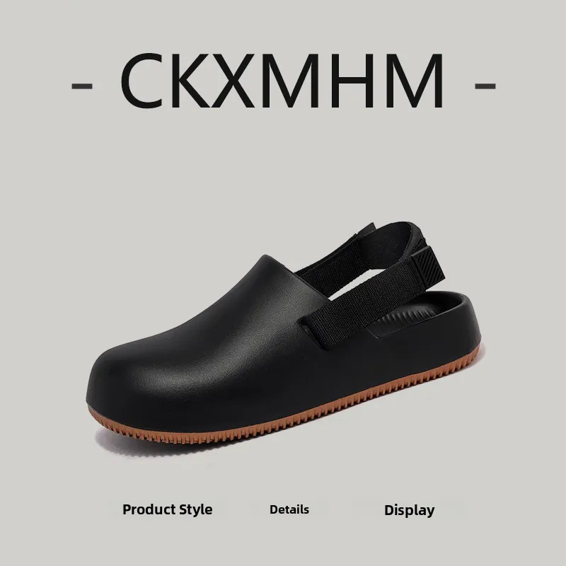 

Faionable Men's Outdoor Sandals 2025 Autumn New Hole oes Waterproof Head Cover Beach Slippers Breathable EVA Flat Heel