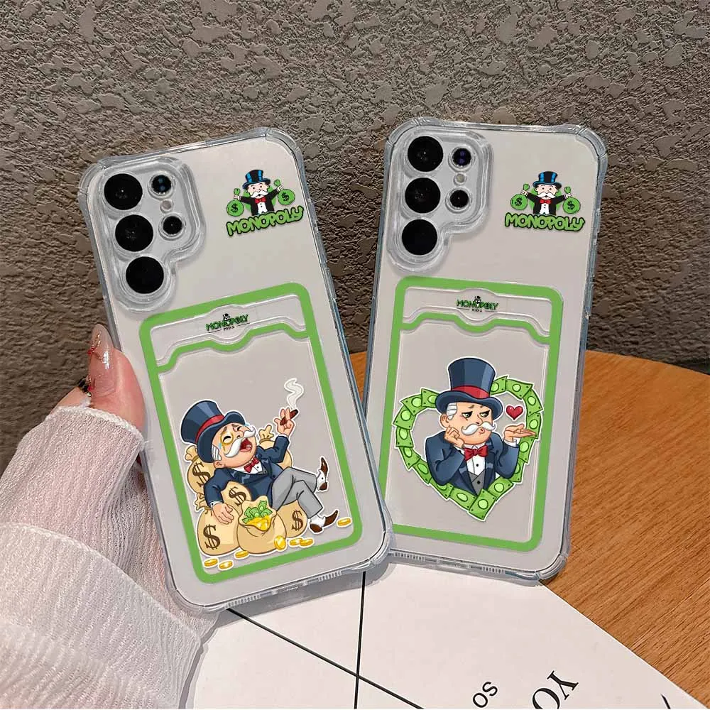 Cartoon Dollar Monopolies Card Hold Case For OPPO A16 A15 A74 A54 A98 Reno 7 8 Realme C55 C53 C35 C33 C31 9I 5G Anti-fall Cases