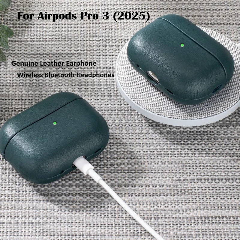 ل Airpods Pro 3 (2025) حافظة واقية لسماعات الأذن من الجلد الطبيعي سماعة لاسلكية تعمل بالبلوتوث سماعات فاخرة غطاء مقاوم للخدش #1