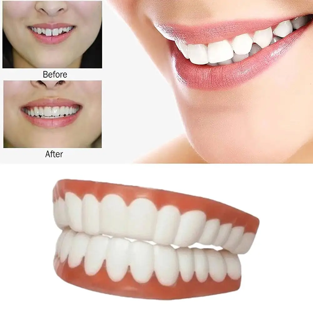 Natural Cosmetic Teeth Veneers Snap On Denture Modification Kit False Teeth Covers Comfort Fit Set for Smile Beauty