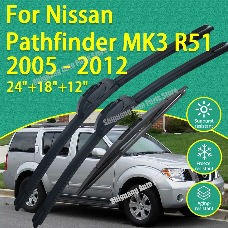 

Передние и задние силиконовые щетки стеклоочистителя для Nissan Pathfinder MK3 R51 2005-2012, аксессуары для автомобильных дворников и стекол