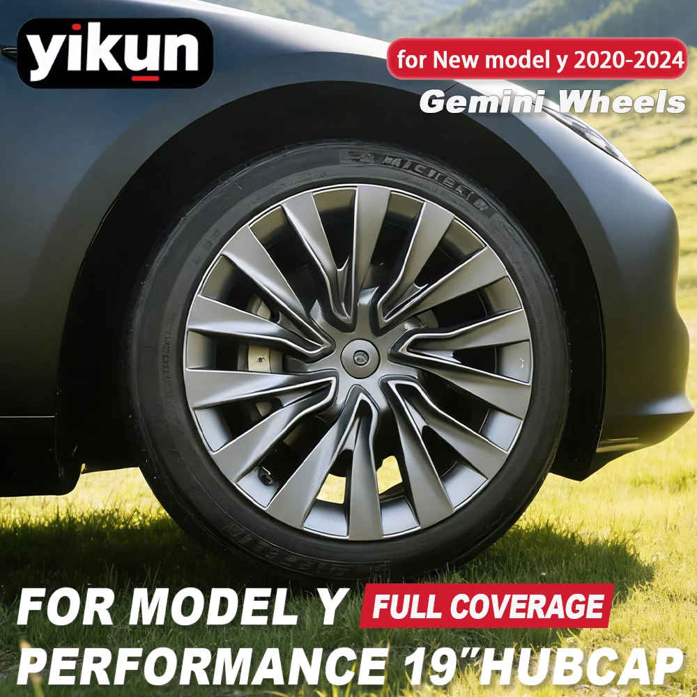 

4PCS Hub Cap For Tesla Model Y 19 Inch Performance Wheel Caps Automobile Replacemen Full Rim Cover Hubcap Accessories 2018-2024