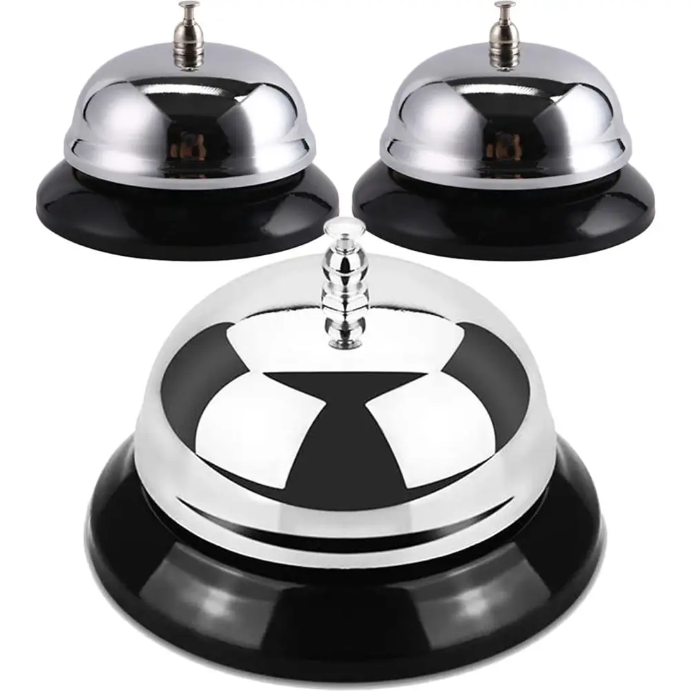3Pcs Dinner Bell Restaurant Kitchen Bar Service Call Metal Bells Retro Loud Clear Tone Practical Simple Design for Hotel