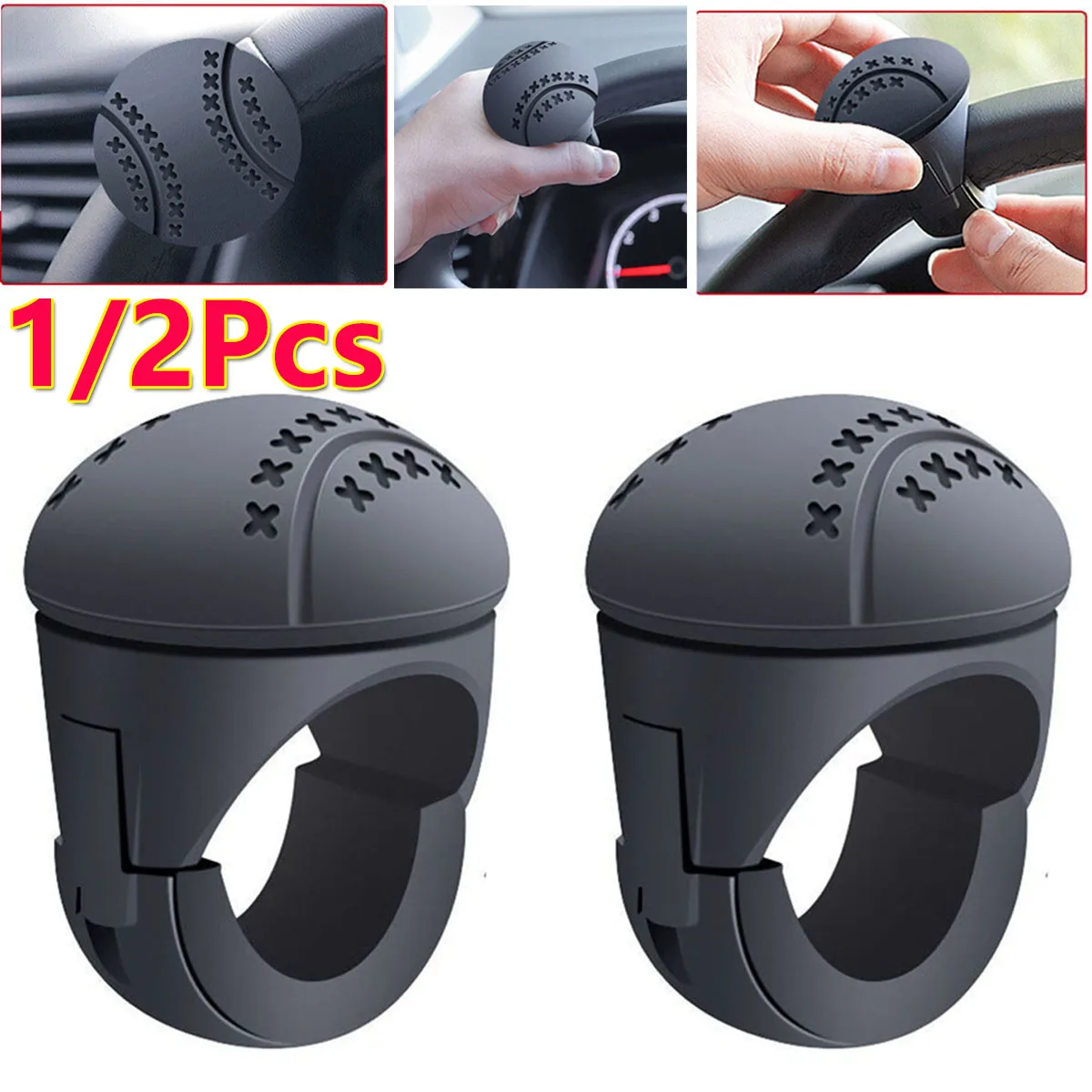 

1/2Pcs Metal Turning Steering Wheel Booster 360° Rotation Spinner Knob Bearing Power Handle Ball Shaped Non Slip Assist Knob DIY