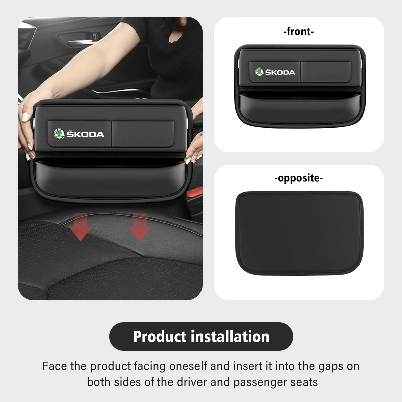 For Skoda Car Seat Gap Pocket Storage Box Phone Holder Accessories Octavia 2 3 Rapid Kodiaq Karoq Fabia Kamiq Superb